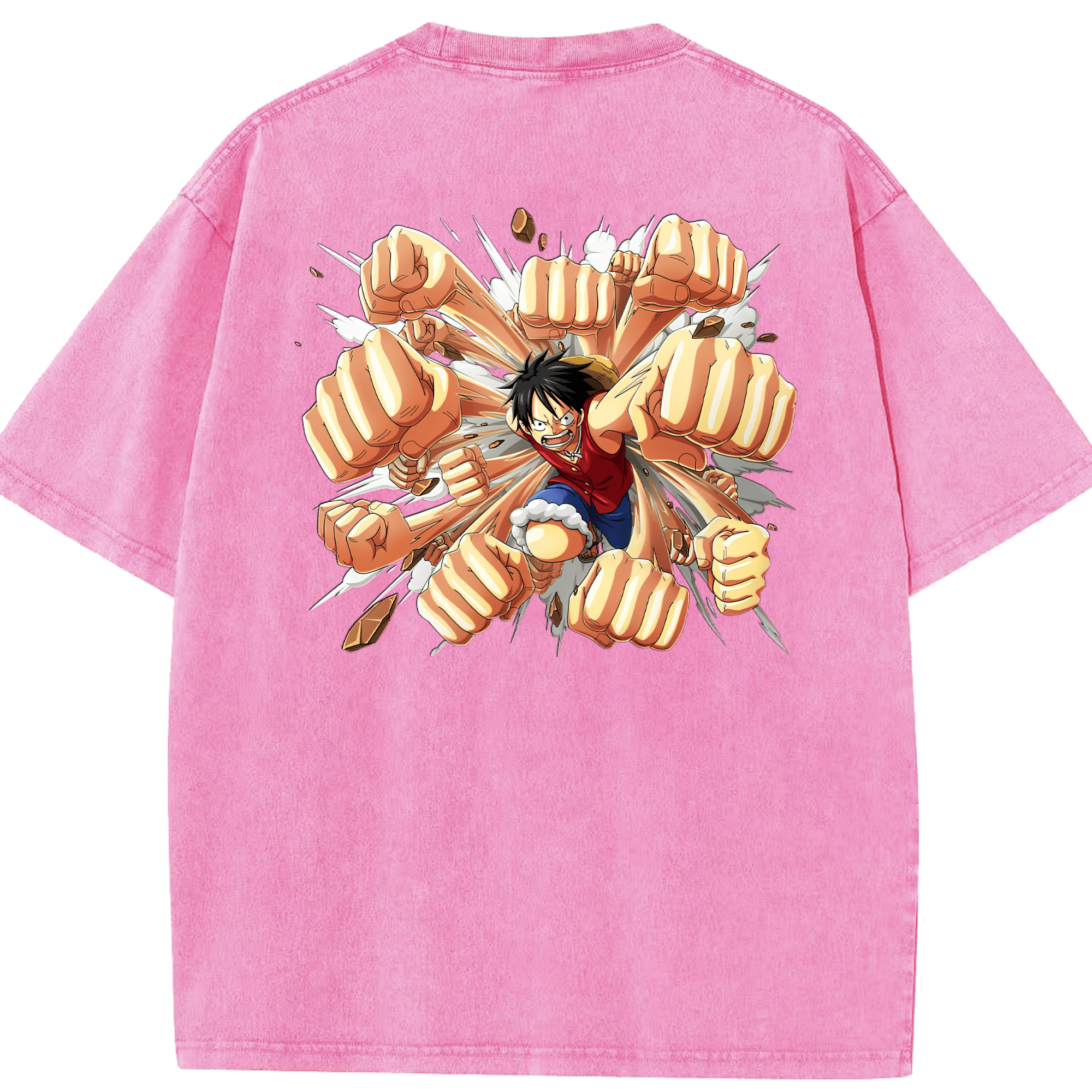 ワンピース モンキー・D・ルフィ ONE PIECE Monkey D. Luffy 綿100% ヴィンテージ風 半袖Tシャツ（背面プリント）